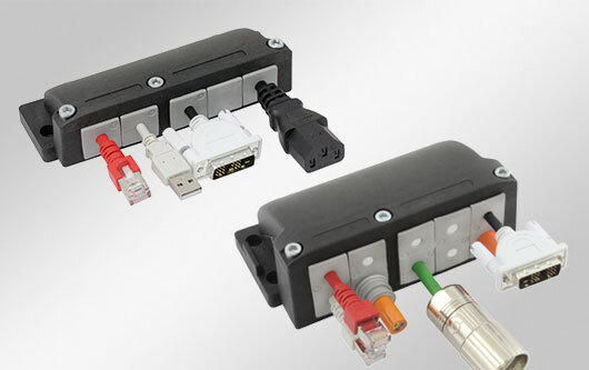 KEL-FG split flange enclosure for 90° feed-in of cables with connectors / IP54 / UL Type 12 Flange enclosure for routing preassembled cables in a 90° angle to the enclosure wall. Available as single or double row version.