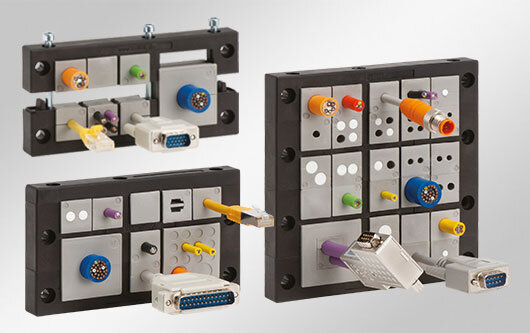 KEL centrally split cable entry frames for cables with connectors / IP54 / UL Type 12 Classic centrally split cable entry frame. Suitable for cut-outs of heavy multi-pin connectors.Available as single, double or multi-row versions.